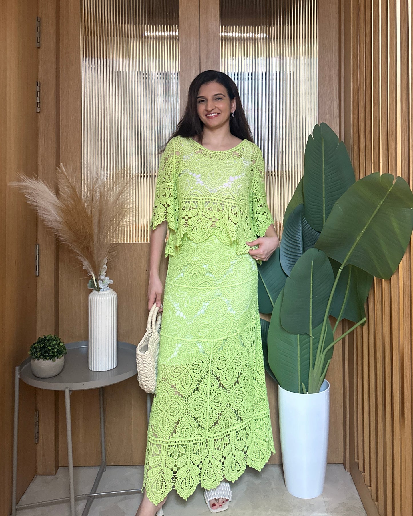 Crochet Hour Co-ord ( Neon Green )