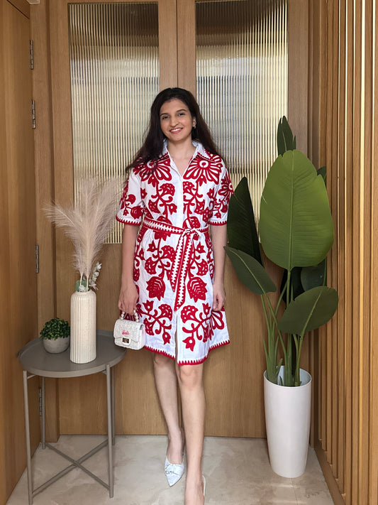 Monochrome Muse Dress ( Red )