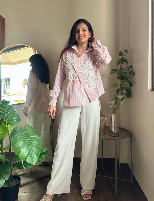 Striped Γlan Shirt (Pink)