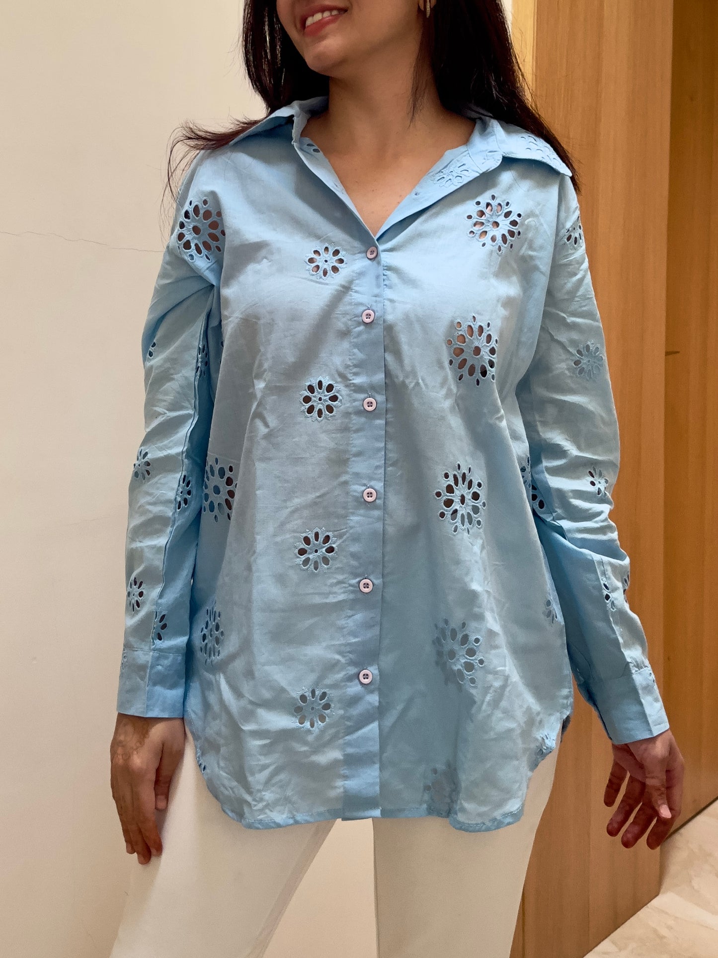 Sky Bloom Eyelet Shirt