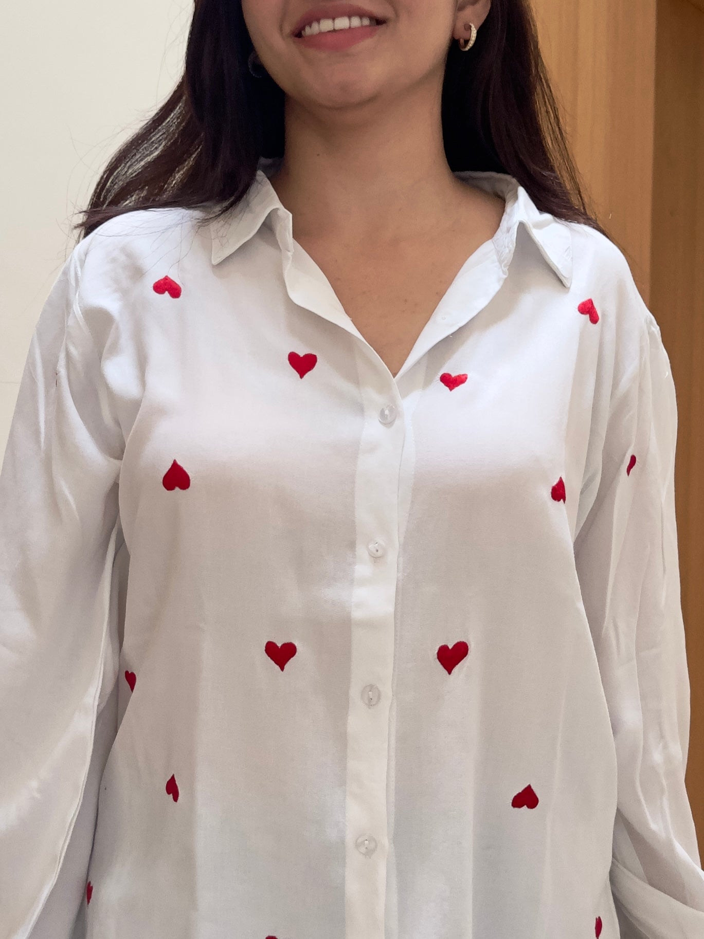 Little Hearts Embroidered Shirt