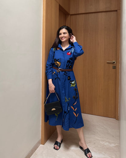 Vacation Birdie Dress (Royal Blue)