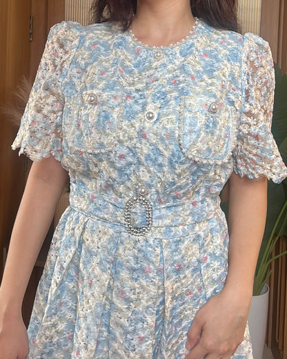 Sweet Peony Dress  (Blue)