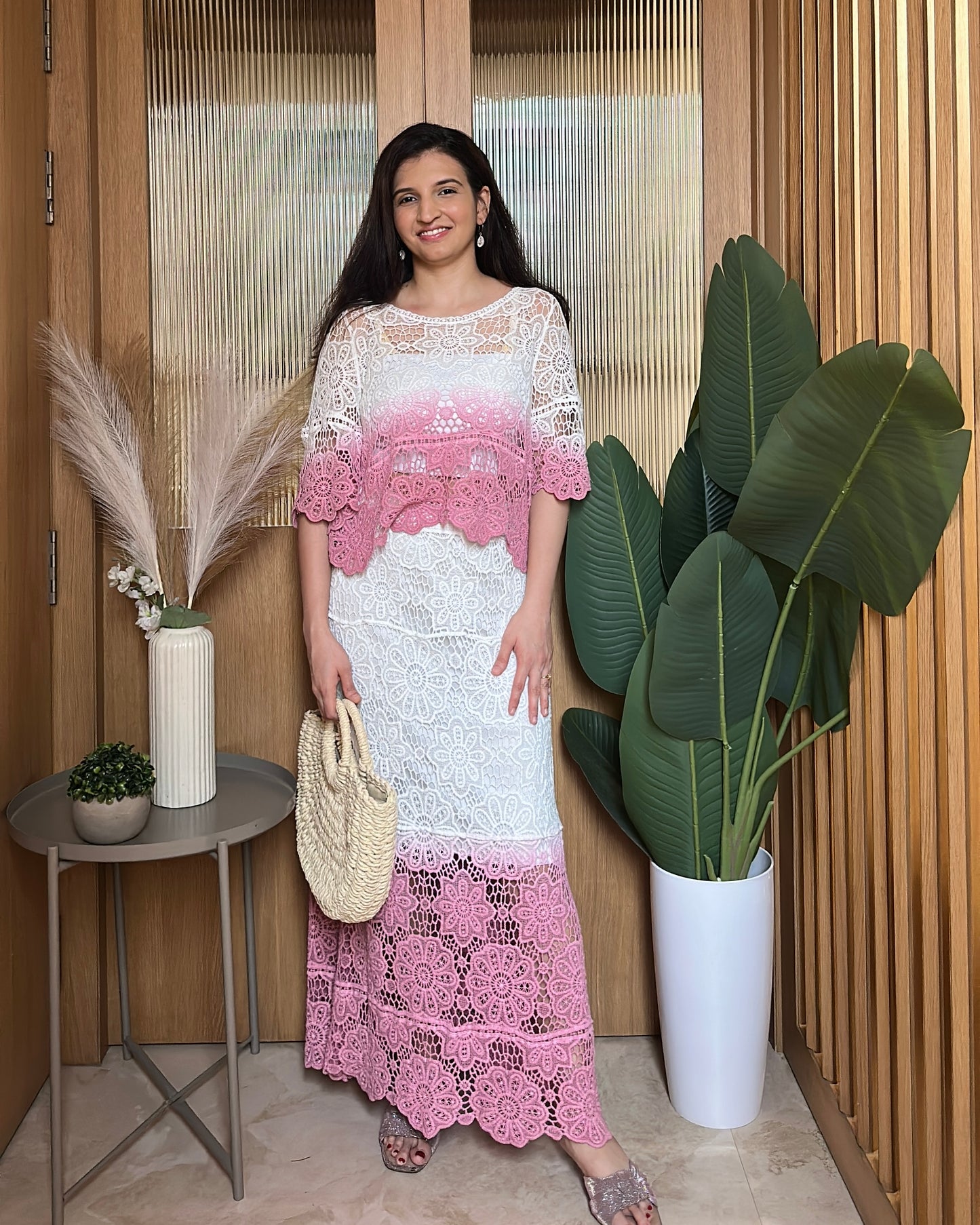 Crochet Hour Co-ord (Pink )