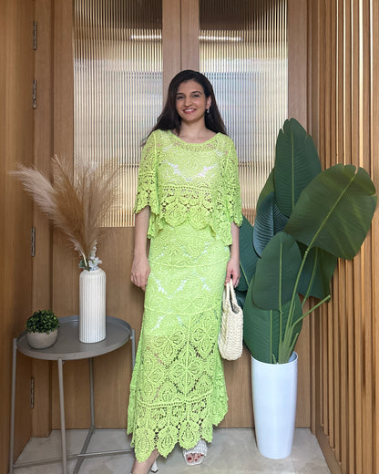 Crochet Hour Co-ord ( Neon Green )