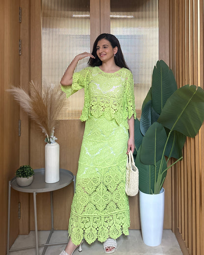 Crochet Hour Co-ord ( Neon Green )