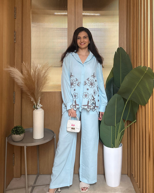 Powder Blue Butterfly Co-ords