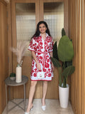 Monochrome Muse Dress ( Red )