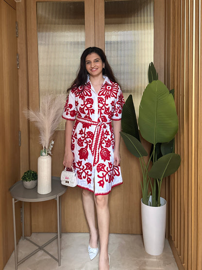 Monochrome Muse Dress ( Red )