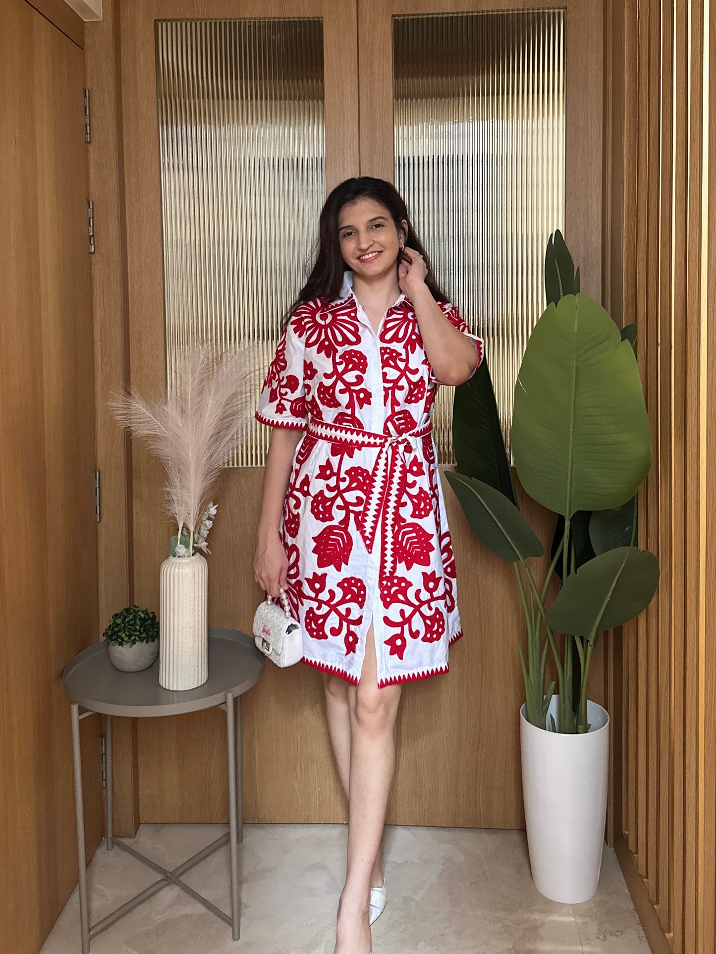 Monochrome Muse Dress ( Red )