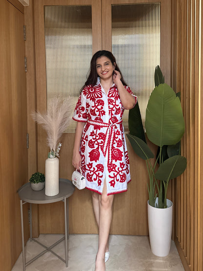 Monochrome Muse Dress ( Red )