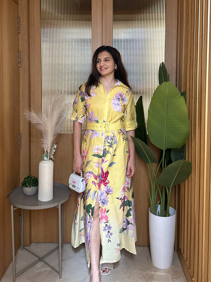 Citrus Bloom Shirt Dress