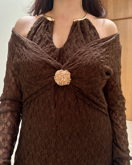 Glam Hour Dress ( Brown )