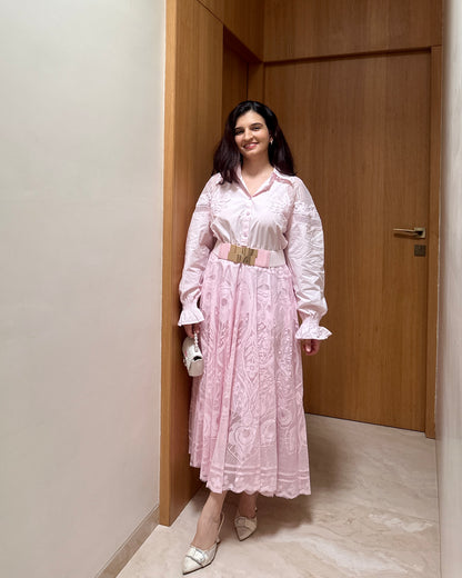 Rosette Lace Dress (Blush Pink)