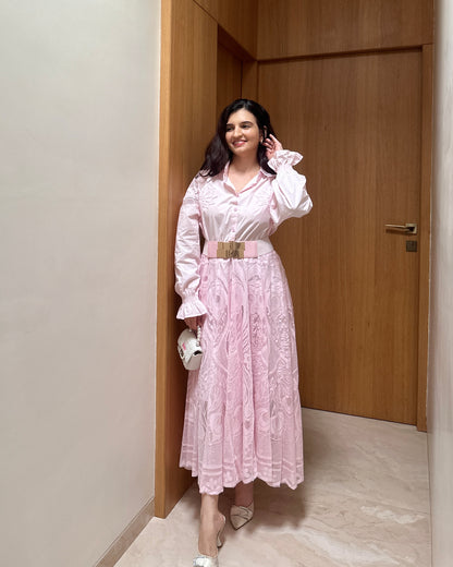 Rosette Lace Dress (Blush Pink)