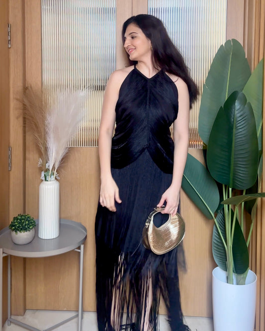 After-party Black Tassel Dress