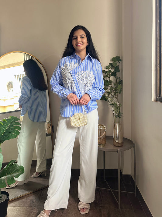 Striped Γlan Shirt (Blue)