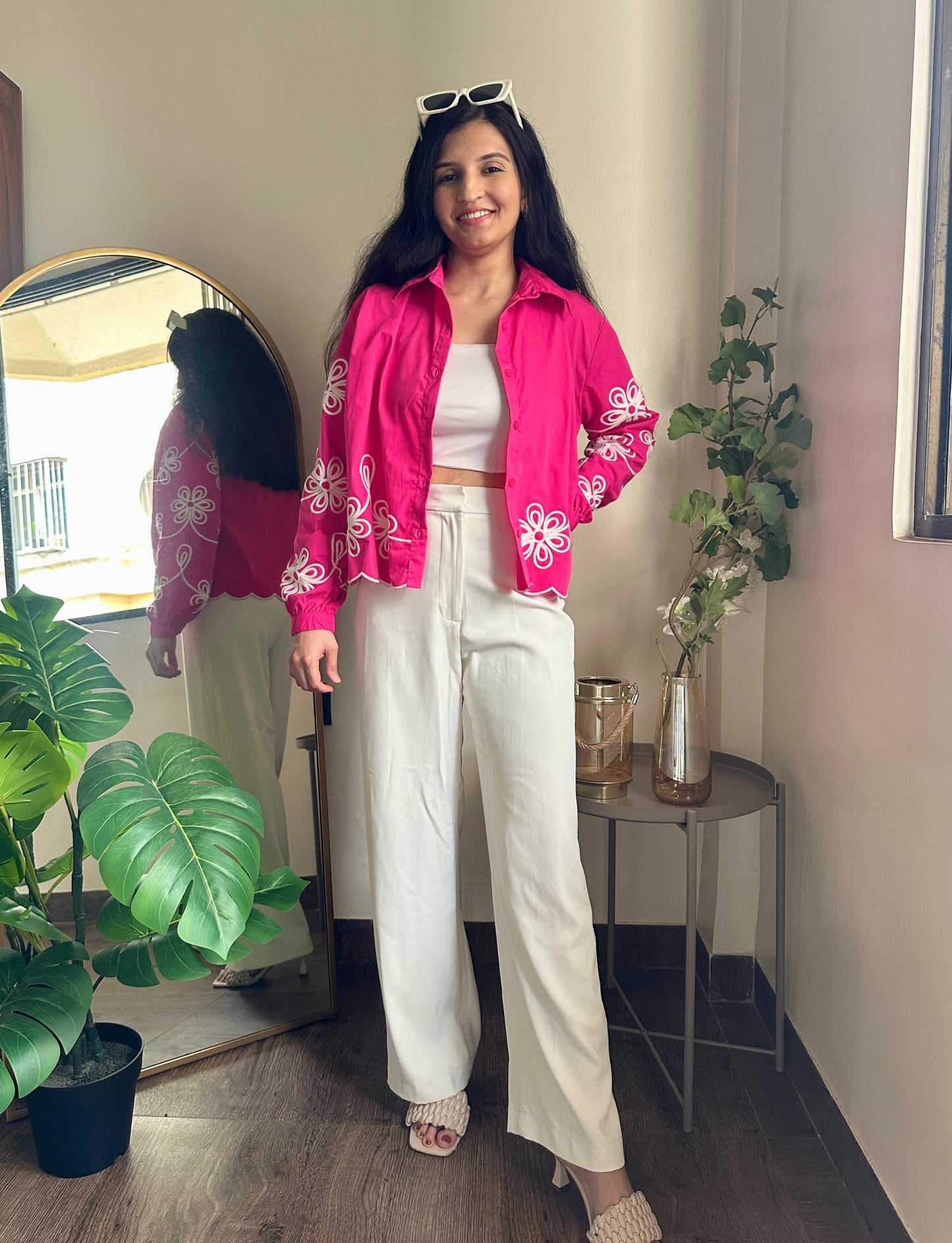 Hot Pink Embroidered Crop