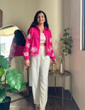 Hot Pink Embroidered Crop