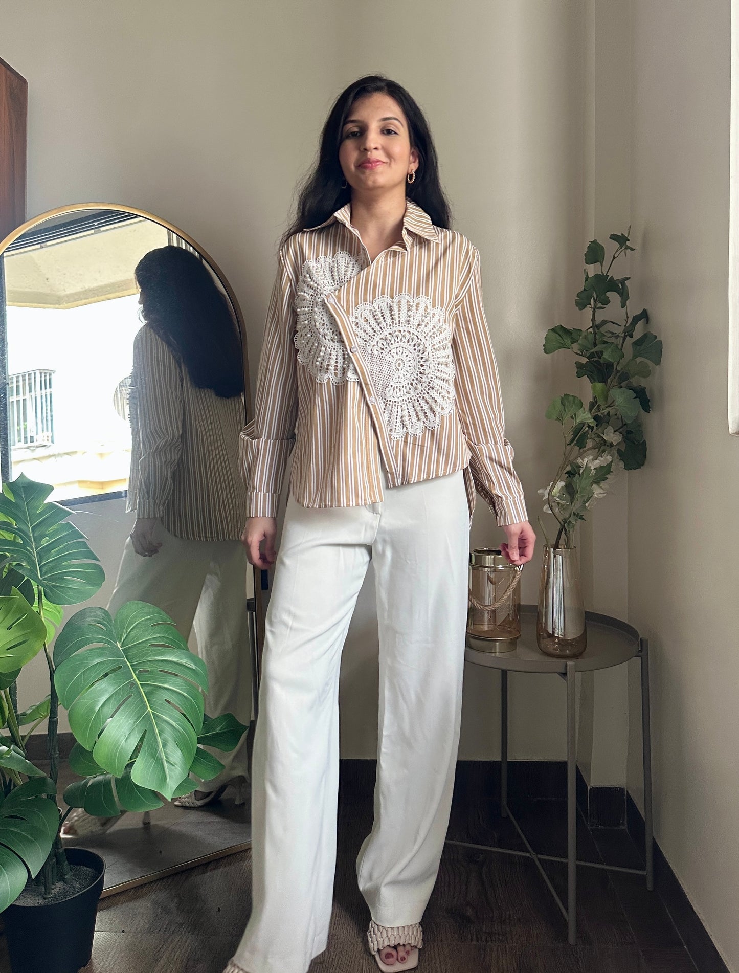 Striped Élan Shirt ( Brown)