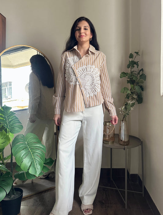 Striped Élan Shirt ( Brown)