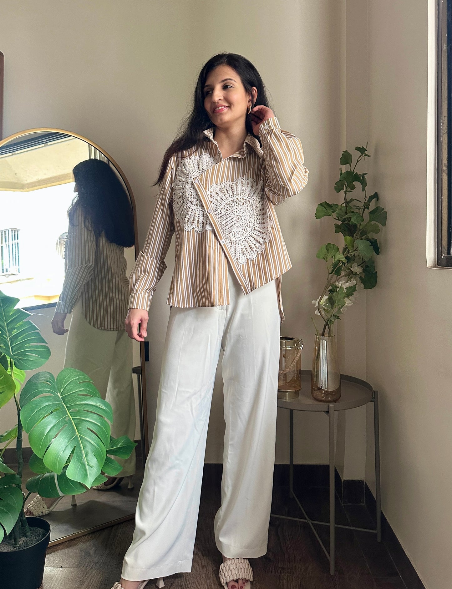 Striped Élan Shirt ( Brown)