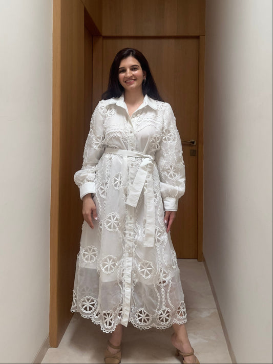 White Blossom Shirt Dress