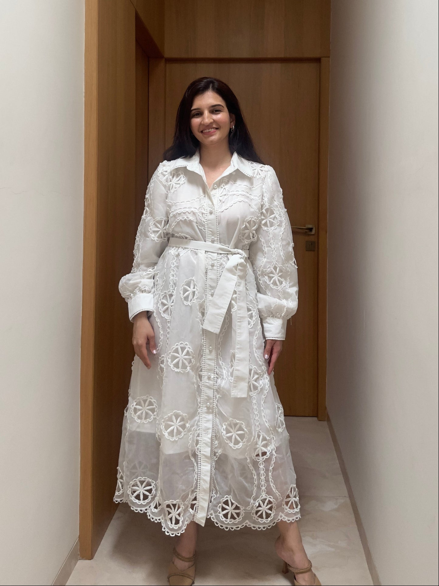 White Blossom Shirt Dress
