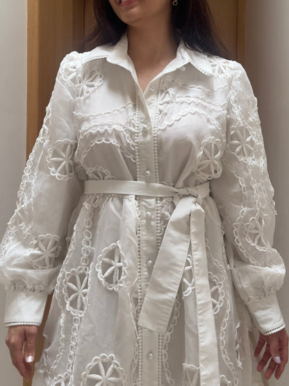 White Blossom Shirt Dress