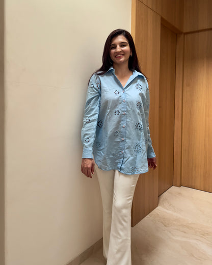 Sky Bloom Eyelet Shirt