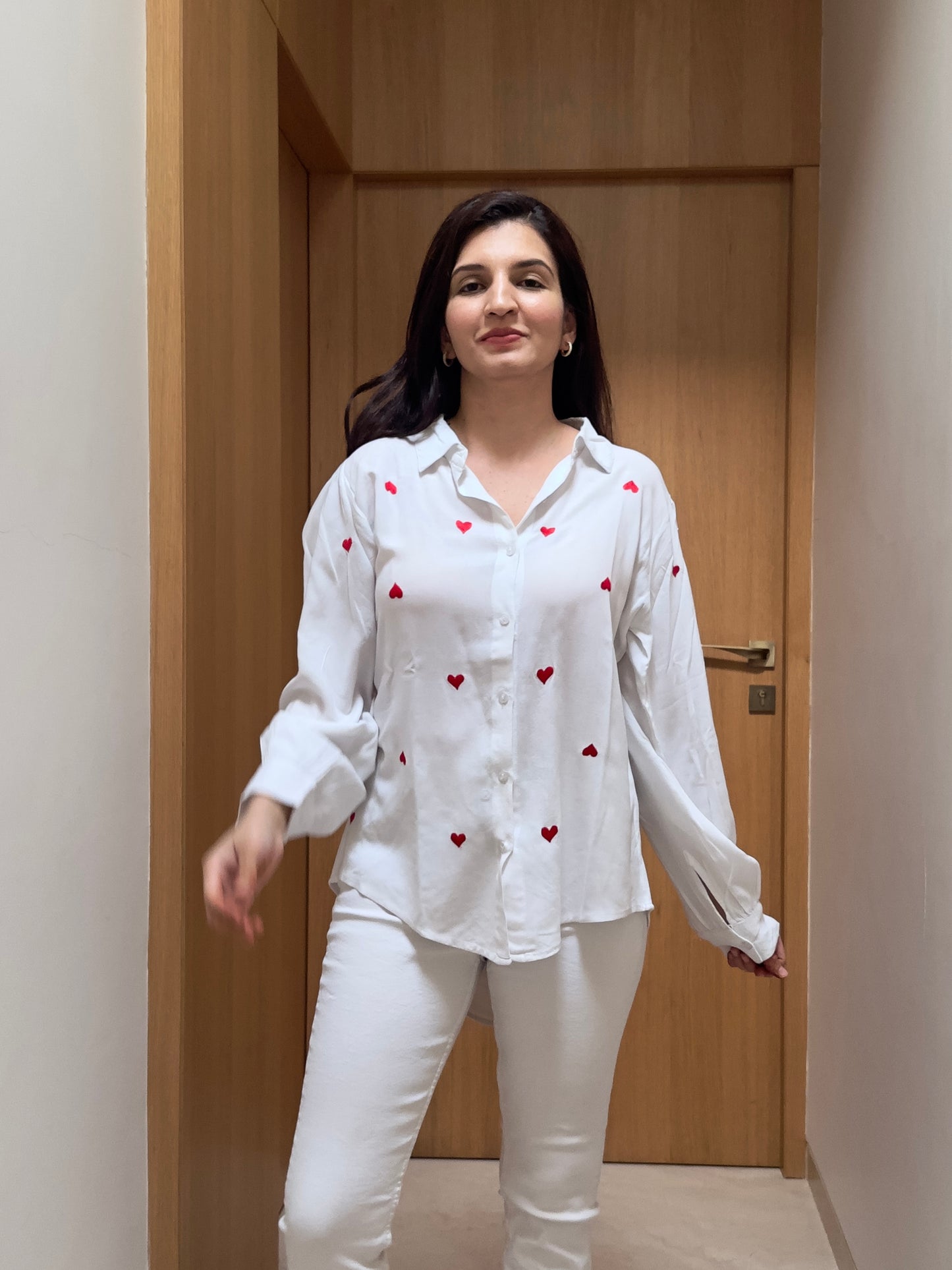 Little Hearts Embroidered Shirt