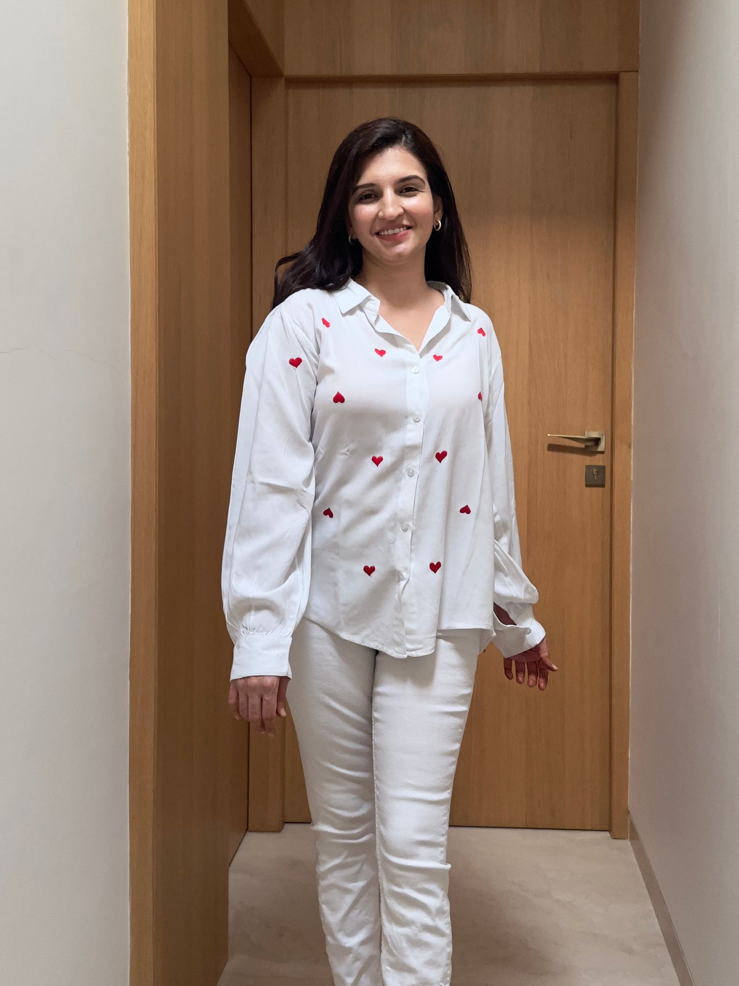 Little Hearts Embroidered Shirt