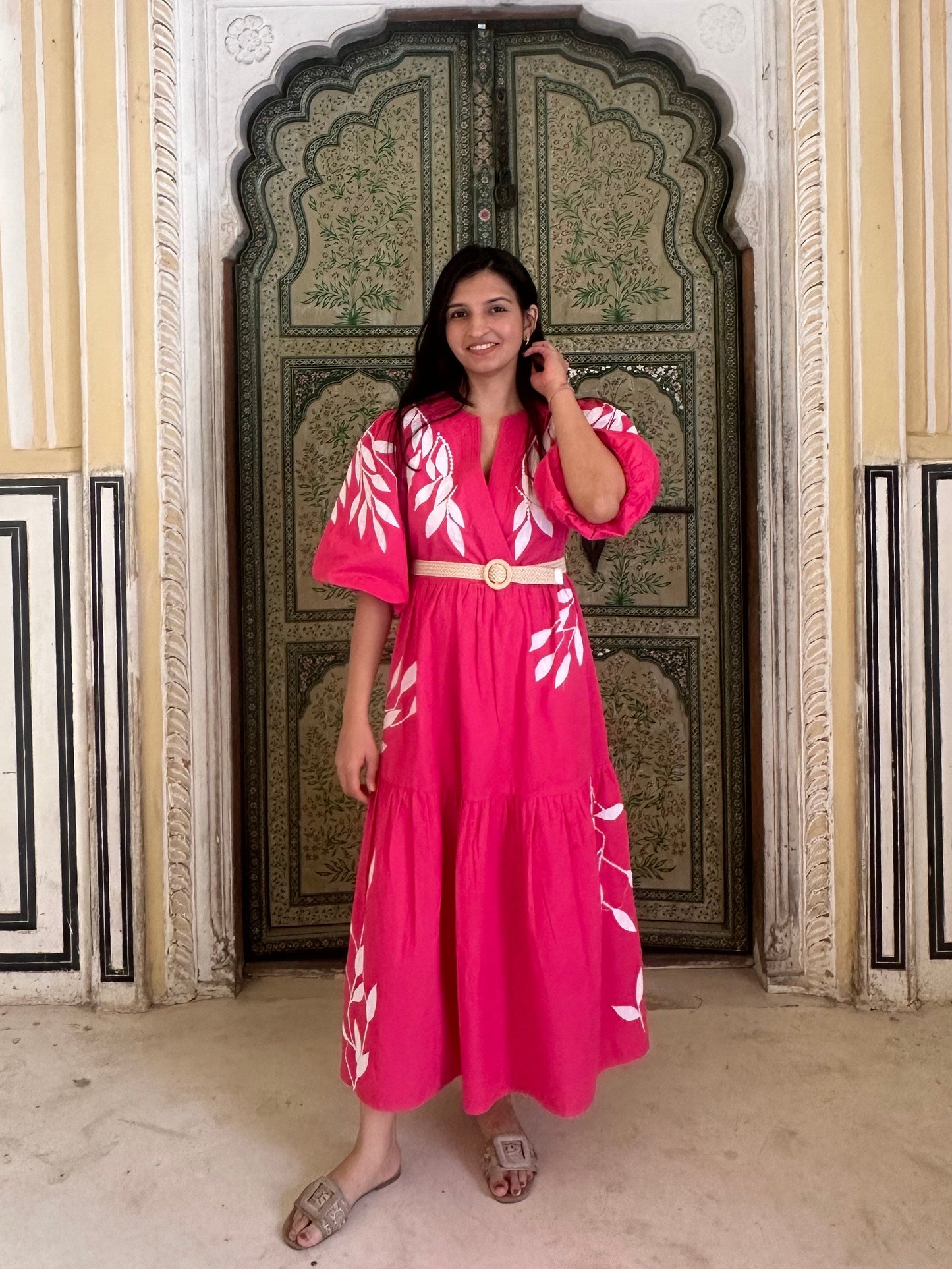 Palome Bloom Dress ( Hot Pink)