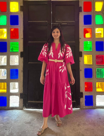 Palome Bloom Dress ( Hot Pink)