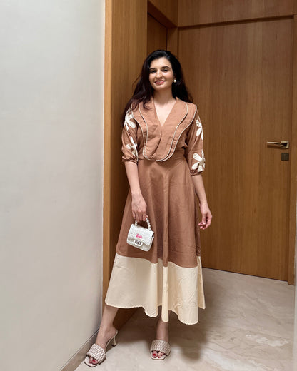 Bleu Hour Midi Dress ( Brown)