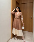 Bleu Hour Midi Dress ( Brown)