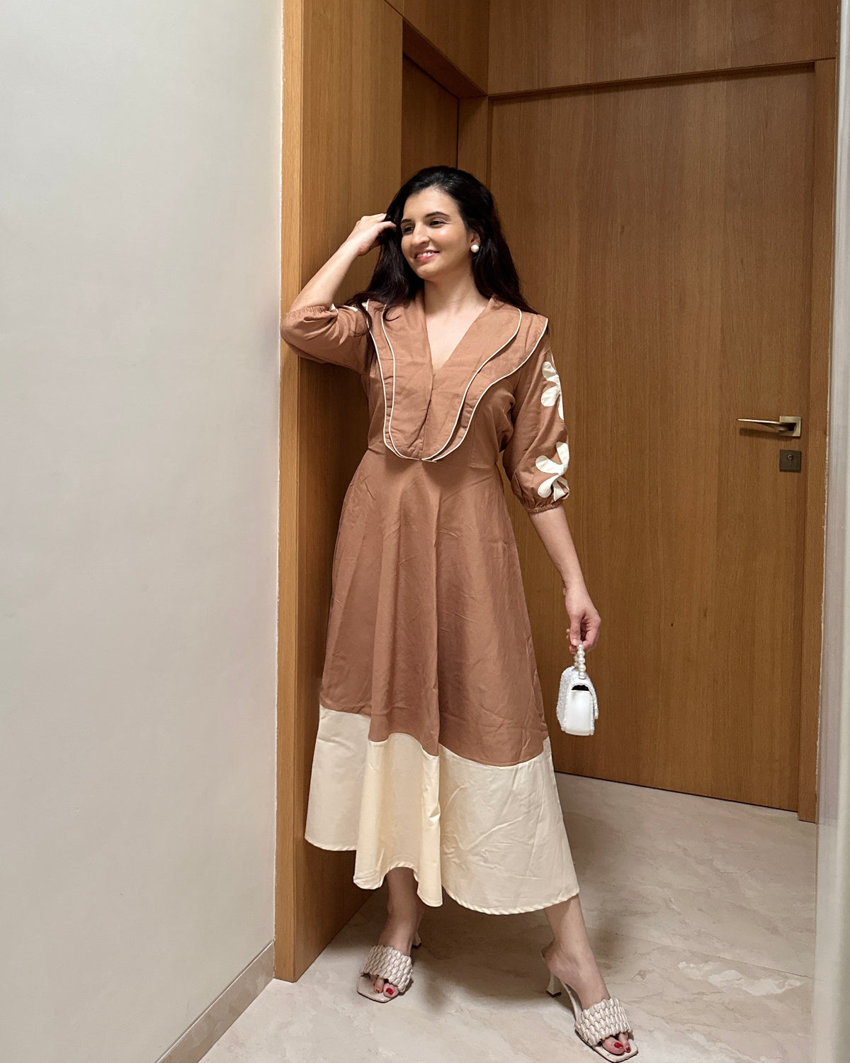 Bleu Hour Midi Dress ( Brown)