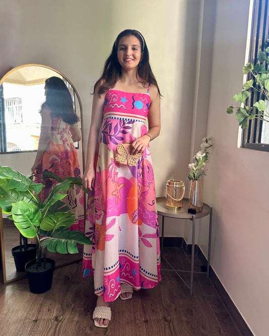 Coral Dreams Spaghetti Dress