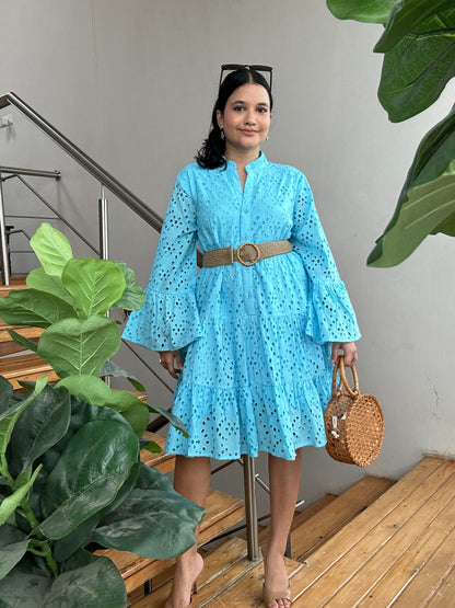 Ocean Eyelet Short Dress