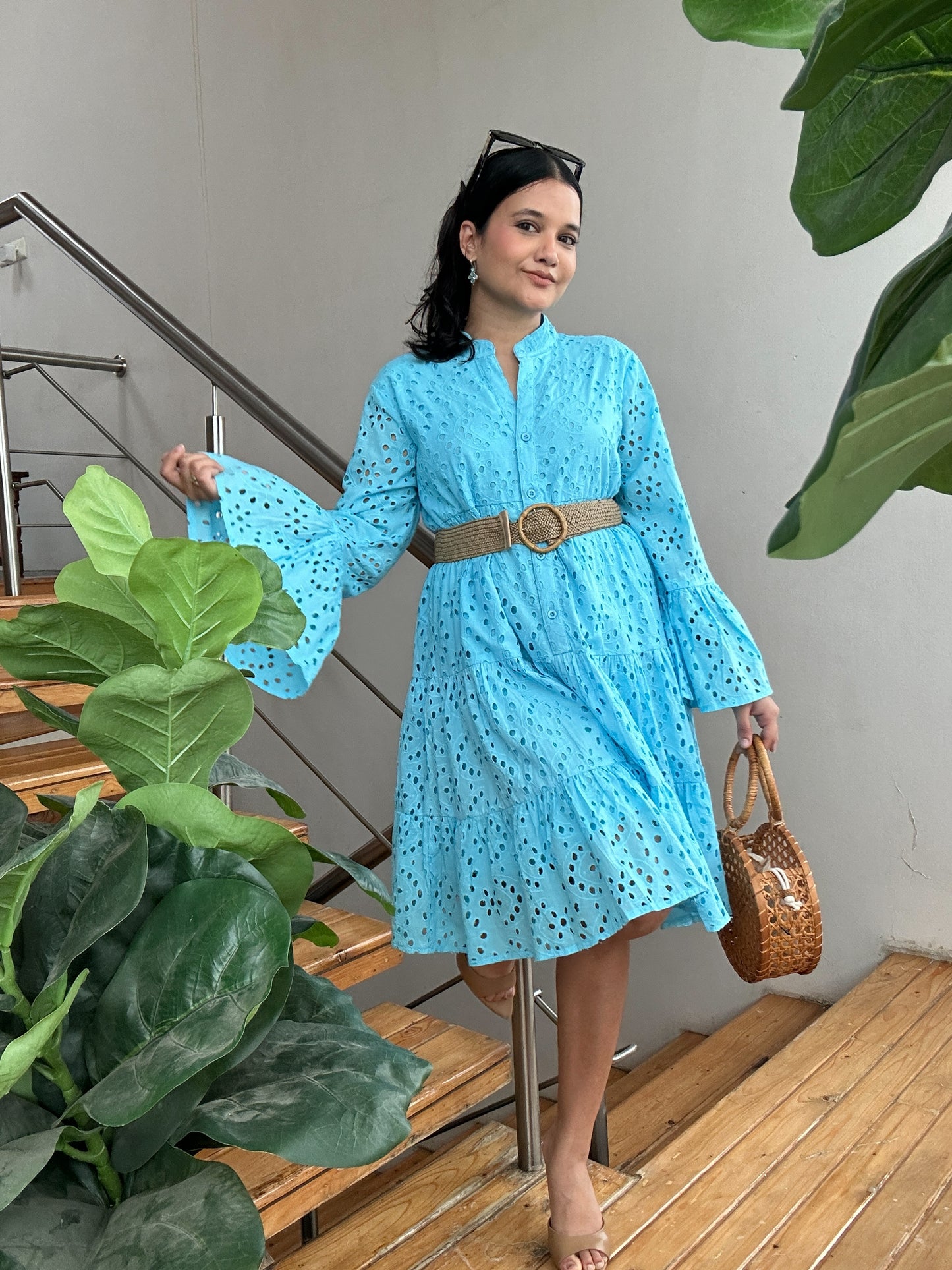 Ocean Eyelet Short Dress