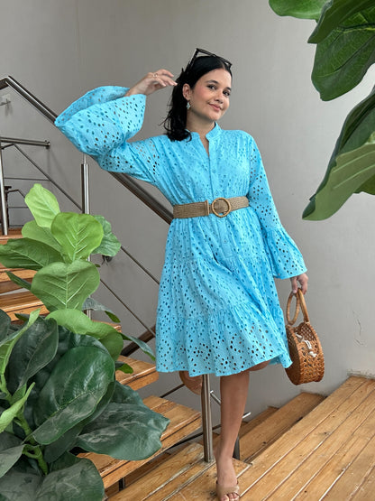Ocean Eyelet Short Dress