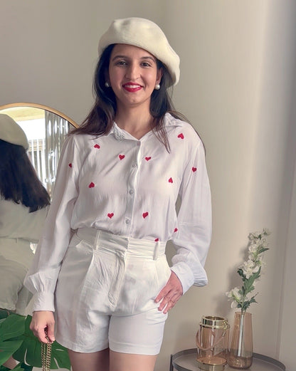 Little Hearts Embroidered Shirt